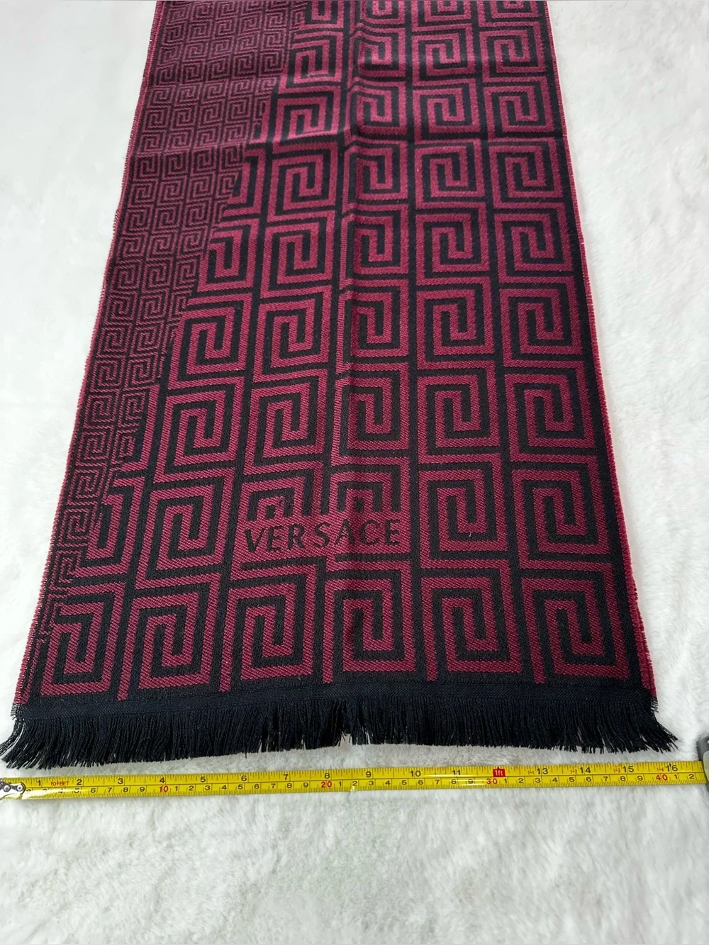 Versace Black & Burgundy Medusa Pattern Scarf